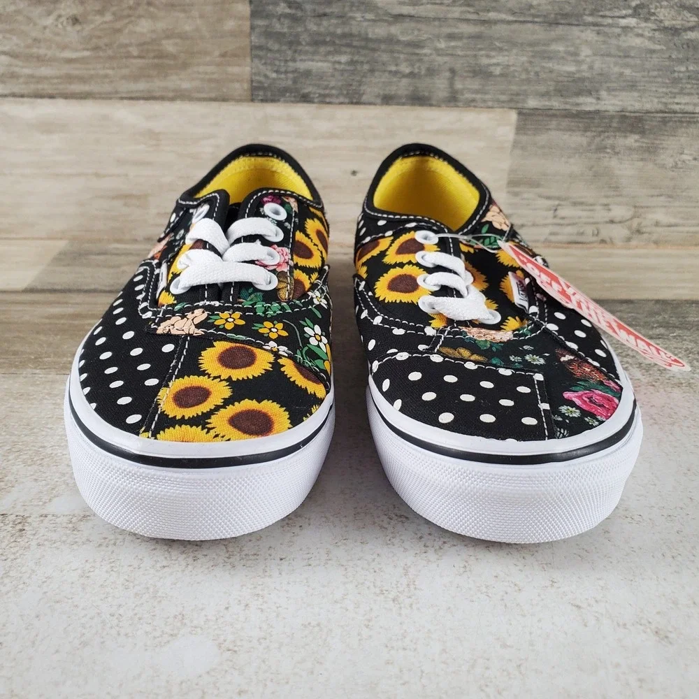 Vans Authentic Kids Shoes Sz 3 Athletic Sunflower Black Yellow Lace Up Sneakers